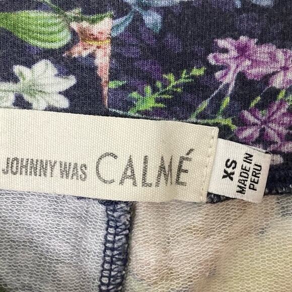 NWOT JOHNNY WAS CALME Sweat Pants Leggings XS Joggers Floral Navy Pink Pull-Up - Picture 3 of 11